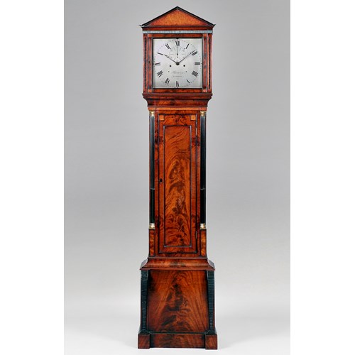 19TH CENTURY ANTIQUE REGENCY MAHOGANY LONGCASE CLOCK BY JOHN BARWISE OF LONDON